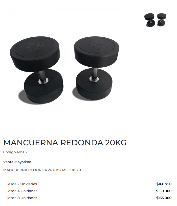 mancuerna redonda 20kg