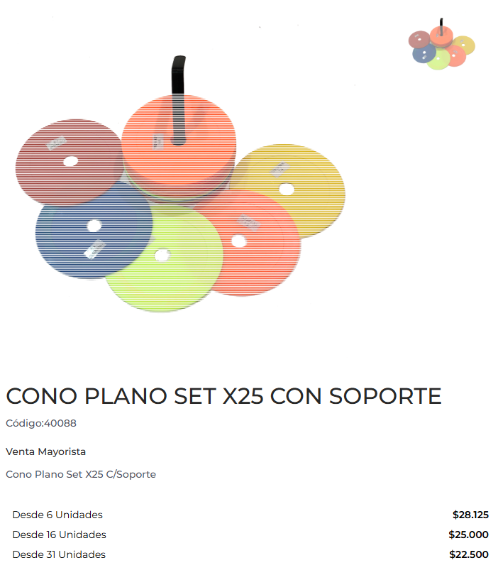 cono plano set x25 con soporte